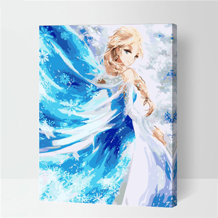 diy数字油画客厅风景花卉动漫人物大幅手绘客厅装饰画 g284g冰雪奇缘
