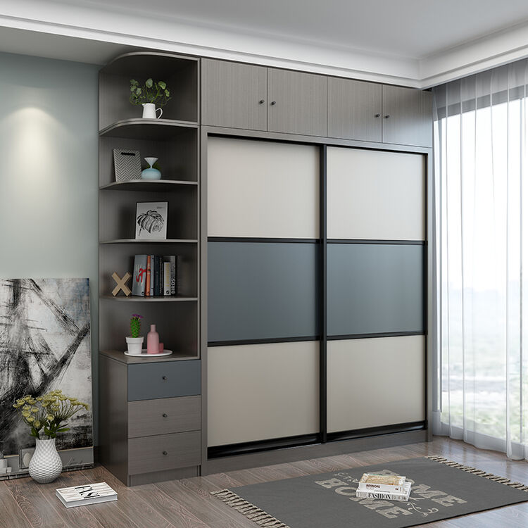 北欧推拉门衣柜卧室现代简约移门2门大衣柜板式简易壁橱滑门衣橱 1.
