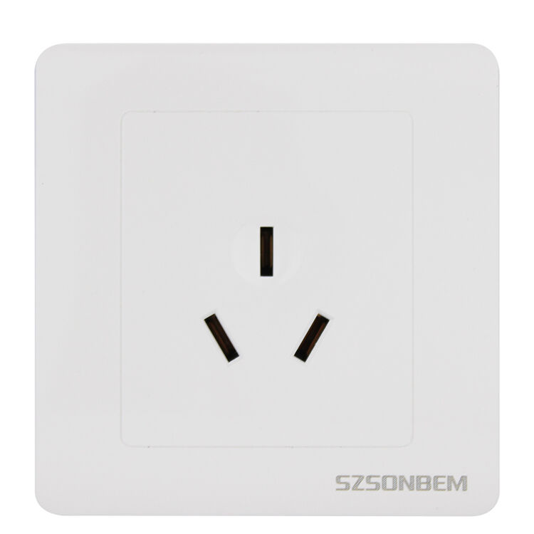 四通松本16a三孔开关插座面板 三孔大功率空调插座白色 86型墙壁暗装