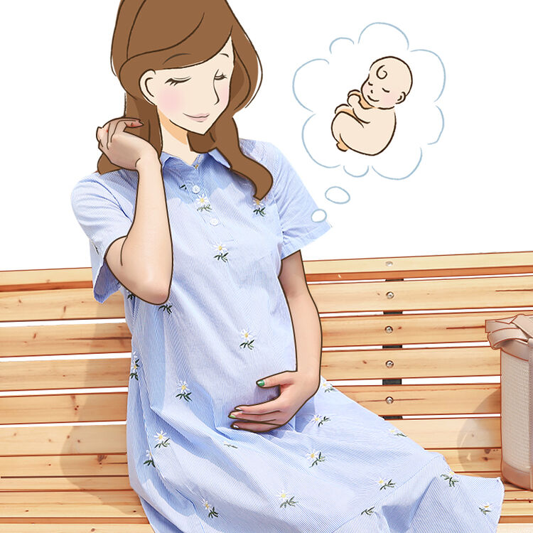 孕妇装夏装连衣裙衬衫长裙 浅蓝色衬衫裙 m