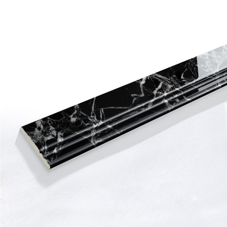 踢脚线地脚线瓷砖客厅地砖地角边线波导线腰线门槛石 黑白根100*800