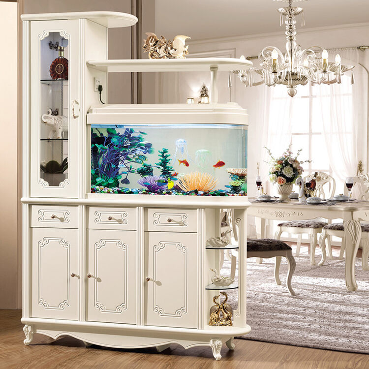 欧式鱼缸隔断柜玄关柜客厅装饰柜生态鱼缸柜双面酒柜屏风柜鞋柜门厅柜