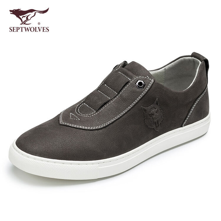 七匹狼休闲皮鞋商务鞋子3dicon2018春季狼图腾 30245 灰色 39
