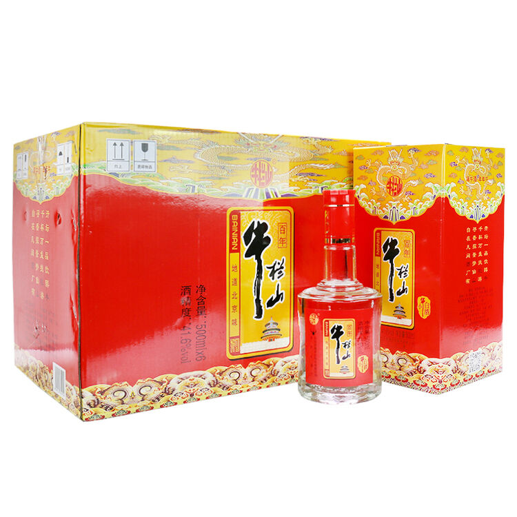 百年牛栏山二锅头酒 小牛白酒浓香41.6度500ml白酒 6瓶整箱装