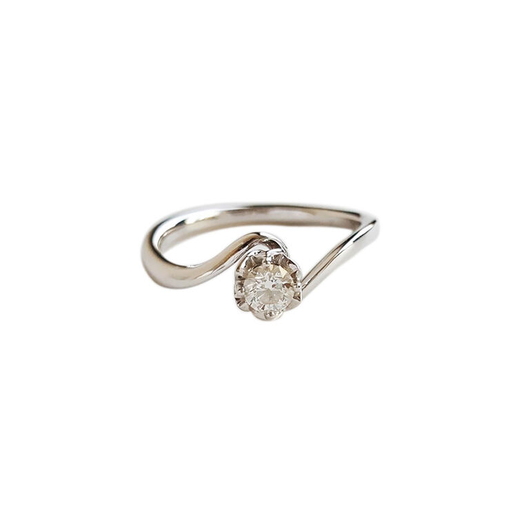 【二手95新】周大福0.18克拉d色vs净度18k白金永恒印记钻石戒指