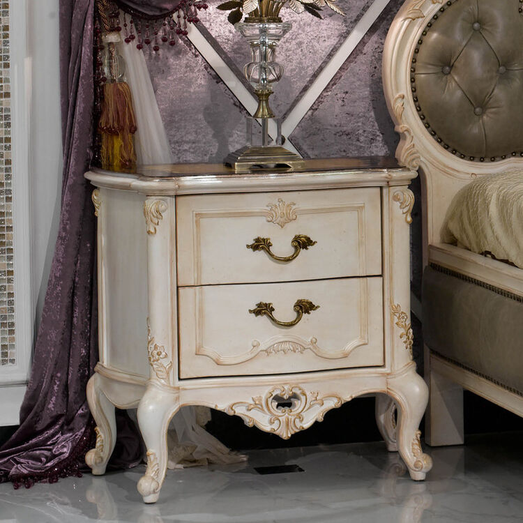 尚雅枋 全屋定制家具 实木床头柜 法式精品柜 欧式床头柜 仿古白