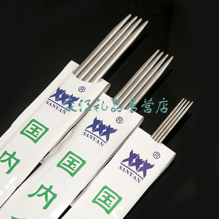针 不锈钢环形针套装牌棒针直针 编织工具 36cm长6号针5mm粗4根包邮