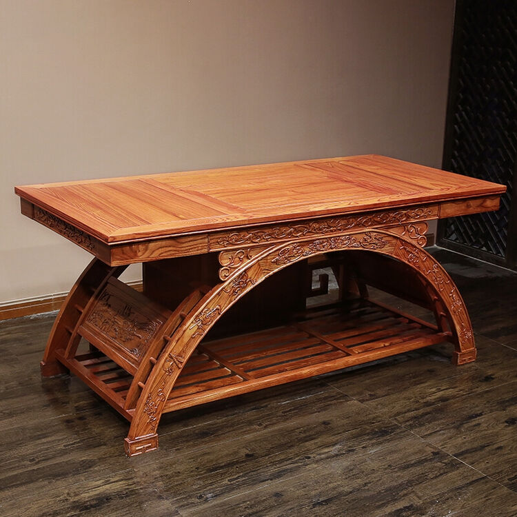 茶桌椅组合新款实木仿古功夫茶几南榆木简约中式泡茶桌茶台 飞虹茶台
