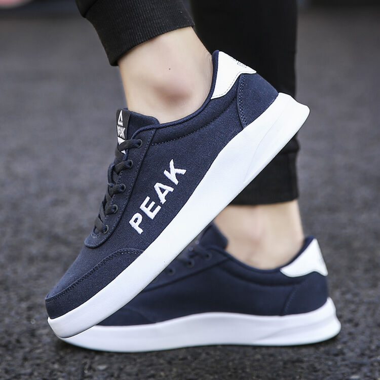 匹克男鞋板鞋学生时尚帆布鞋韩版男百搭户外休闲鞋 蓝色 39
