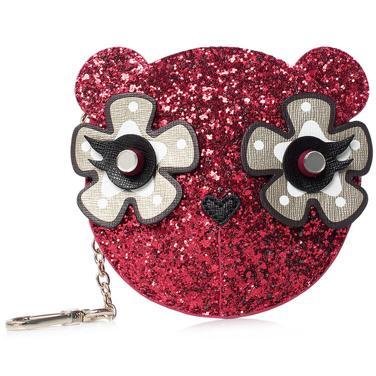 furla芙拉女包 亮片小熊女士零钱包 pu52tge 深红色