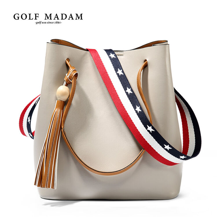 高尔夫golf女包水桶包女士手提包包新款斜挎包大包 灰杏