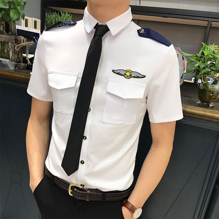 海军服ktv酒吧男女班服团队制服白色短袖衬衫 白色 s