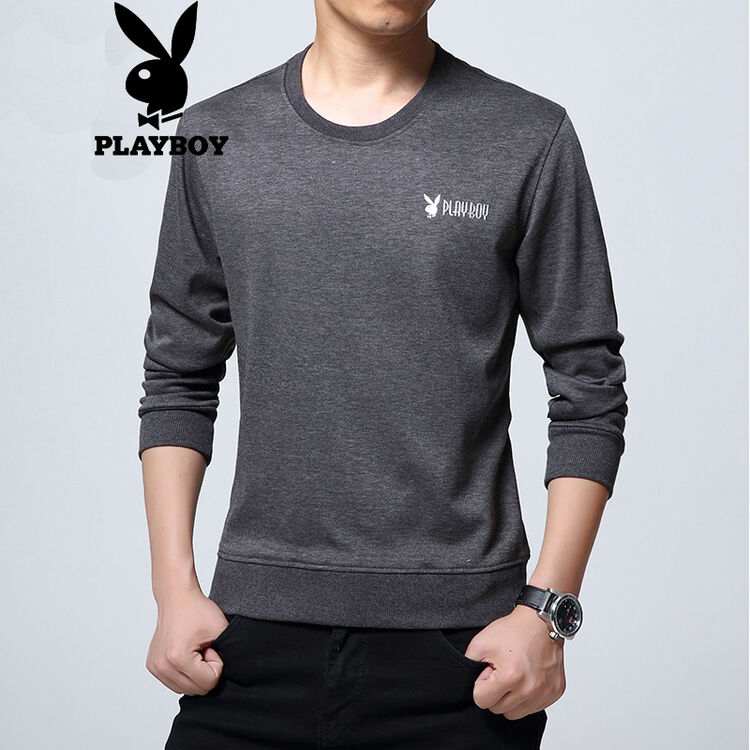 花花公子 playboy 卫衣 男士时尚简约长袖潮流休闲上衣 深灰色 xl
