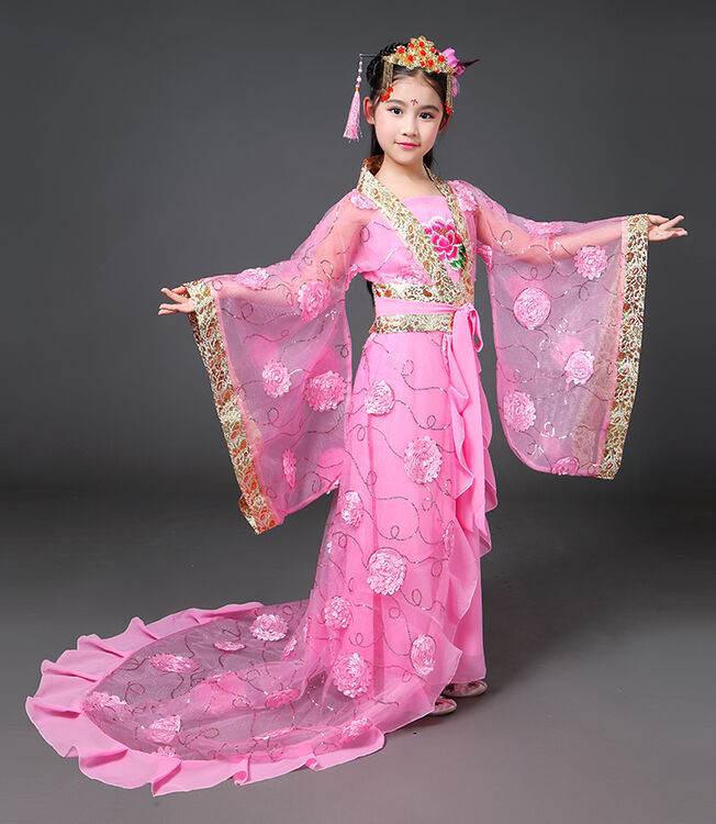 儿童古装汉服唐代女童仙女装演出舞蹈表演服公主古筝影楼写真服装