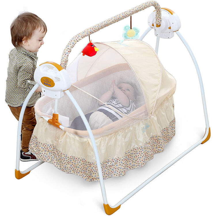 圣宝罗(sanpaulo) 婴儿床电动摇床 宝宝儿童床带音乐游戏bb床摇椅摇篮