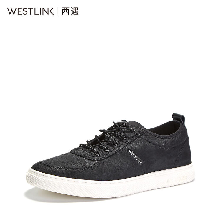 西遇男鞋2018春新款趣味字母运动休闲鞋男低跟弹力松紧带舒适板鞋