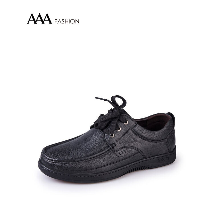 aaa 牛皮特大码超舒适软面男士休闲鞋 黑色 270
