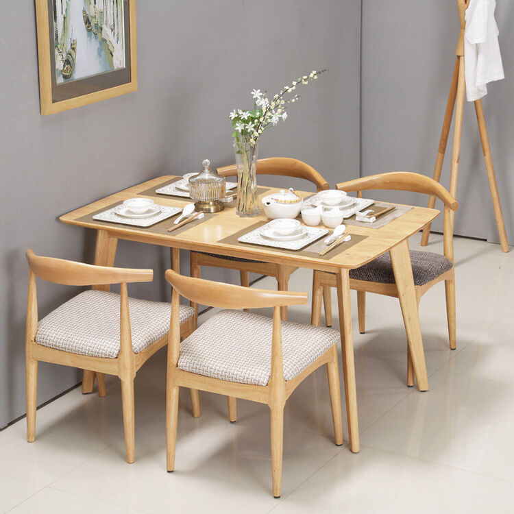 全实木简单餐桌 餐台小户型客厅家具实木餐桌 现代简约原木色吃饭桌子