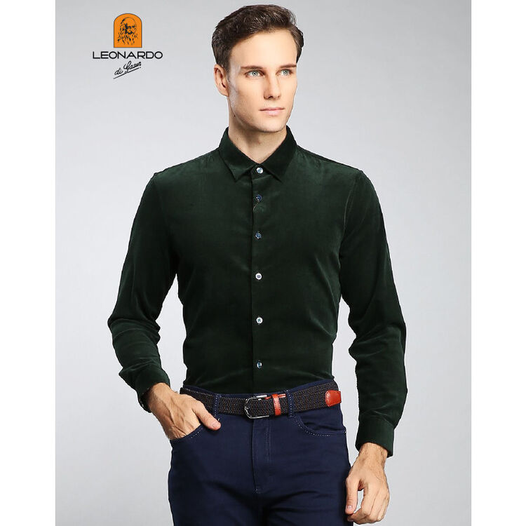 利奥纳多leonardo di gasun 弹力棉绒布面料领里拼布休闲长衬 其他