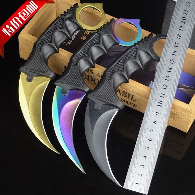 浦瑞运动户外捕鲸叉 户外具 防身贝尔荒野求生直野营小 黑色