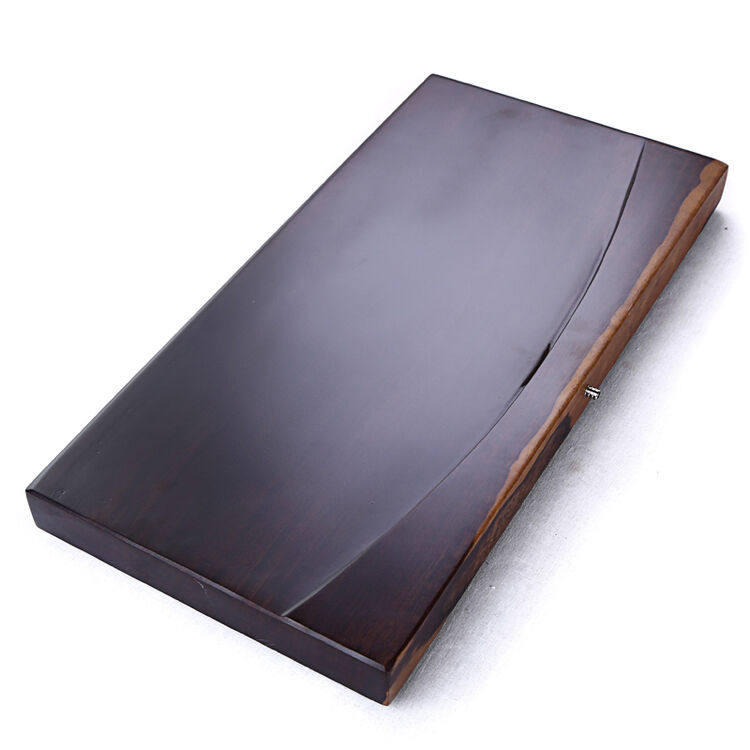 友荣 整块黑檀木茶盘茶托托盘实木茶海茶台茶具盘鸡翅木 黑檀木月牙