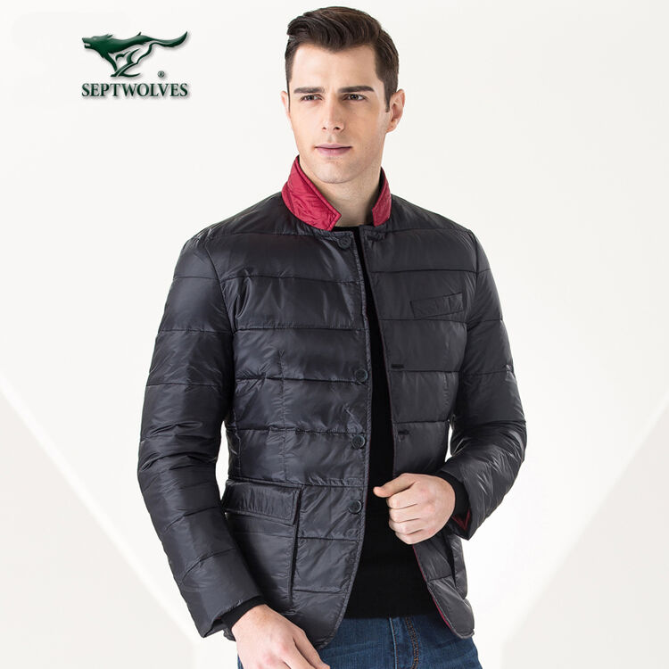 七匹狼男装羽绒服男士冬季中老年加厚保暖立领轻薄保暖防寒男装外套