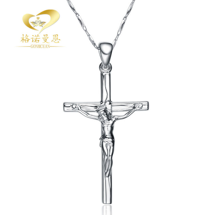格诺曼恩 s925纯银耶稣十字架项链男女基督教吊坠韩版复古情侣饰品