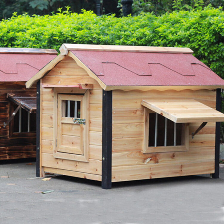 yj01实木大型犬狗屋狗窝狗舍狗房子防水防寒户外金毛狗窝狗房子狗木屋