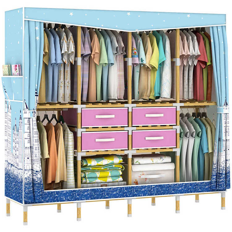 布衣柜双人双人简约简易宿舍多功能经济型组装牛津布单人衣橱塑料加粗