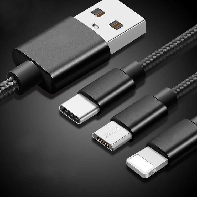 (苹果/安卓/type-c)多头多功能手机非数据线 车载一拖三手机充电线 亮