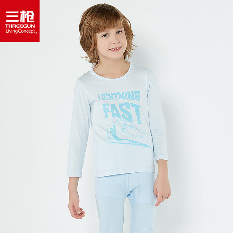 三枪童装 迪士尼麦昆系列 舒肤超柔薄纯棉男童儿童长袖内衣套装 天使