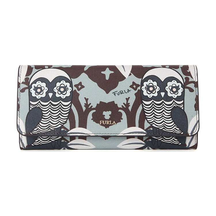 芙拉furla babylon 女士系列多色猫头鹰印花长款钱包 922739 p pu43