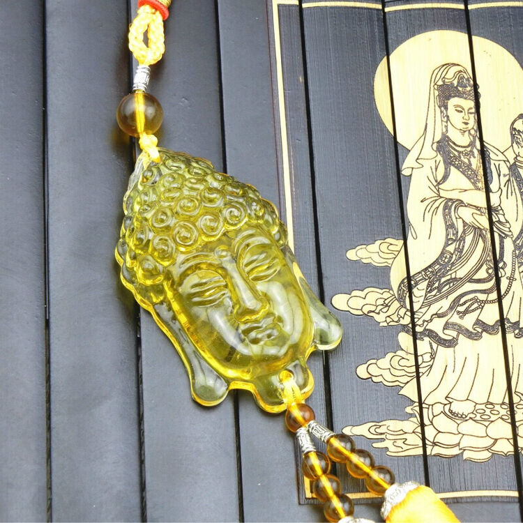 隆茂适用于全车型通用琉璃流行 琉璃工艺品 弥勒佛 佛头琉璃挂件 汽车