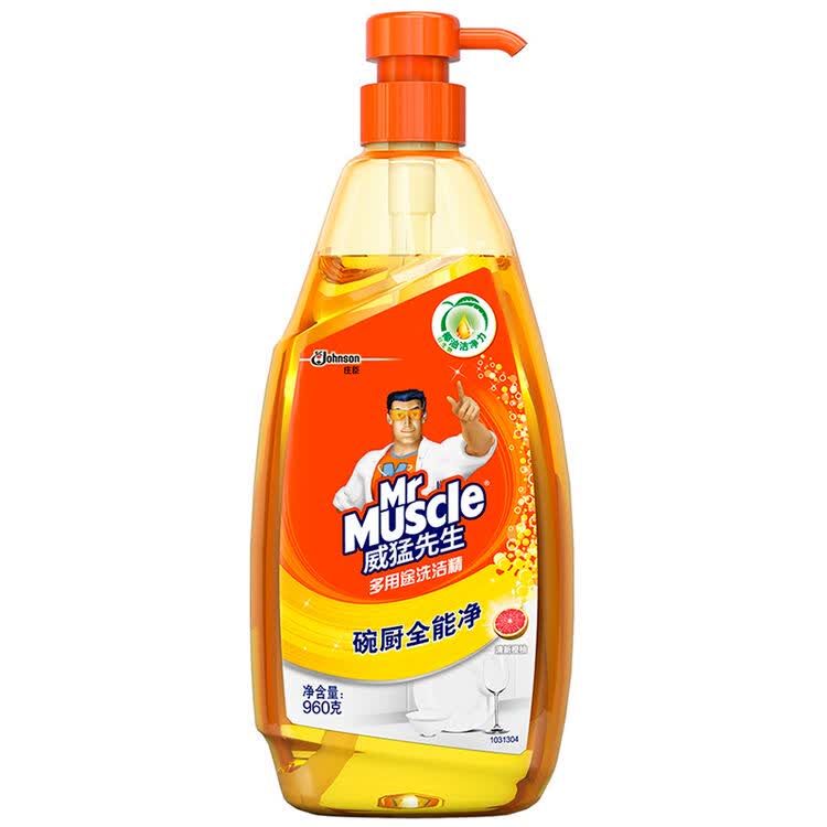 威猛先生 多用途洗洁精 清新橙柚 960g 碗厨全能净 快速除油【新老