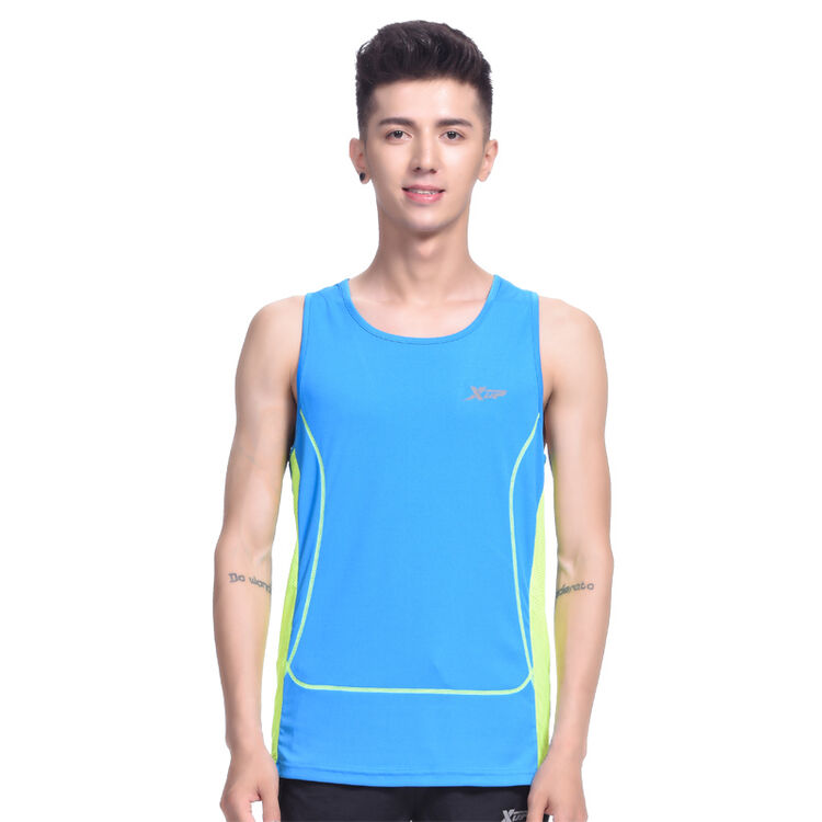 【正品】特步新品 男款背心 户外跑步服 舒适运动服 兰色 l