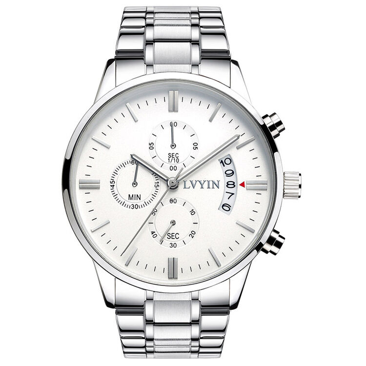 绿茵手表男表士运动多功能石英防水时尚潮流学生皮带男士真皮腕表