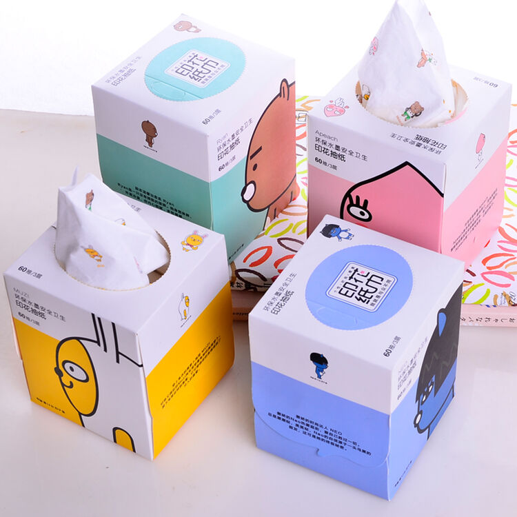 环保印花纸巾个性车载抽纸可爱时尚卷纸卡通手帕纸汽车内饰品女 盒抽
