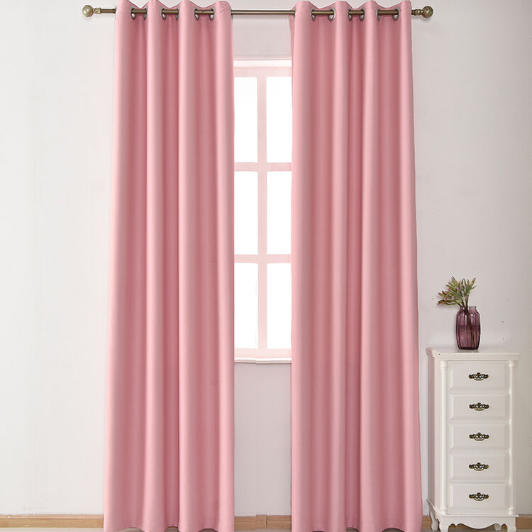 福蝶 窗帘遮光落地窗客厅卧室飘窗窗帘成品简约现代遮光高精密 粉色