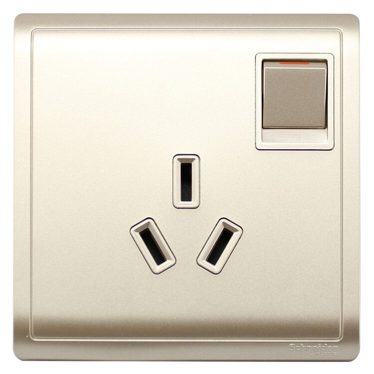 施耐德(schneider)开关插座 插座面板 16a三孔带开关插座 丰尚 沉醉金