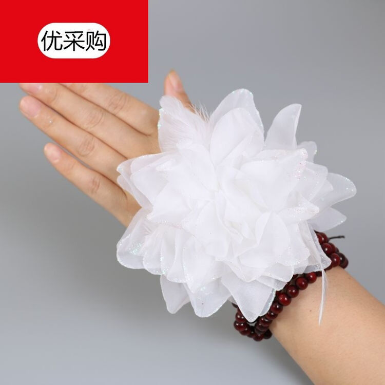 舞蹈头饰新品手花幼儿园广场舞手腕花跳舞用品运动会入场道具 白色