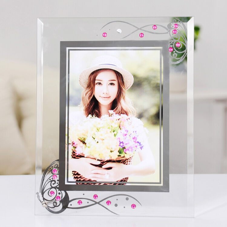 打印5678新款水晶玻璃相框摆台创意田园简洁大方送朋友礼物 葡萄红款