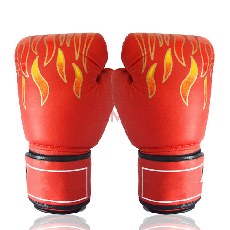 拳击手套散打拳套沙袋训练泰拳手套格斗护具 火焰红色