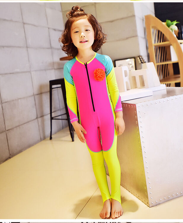 魅依尔儿童潜水服户外全身连体防晒泳衣男女童长袖长裤浮潜水母衣
