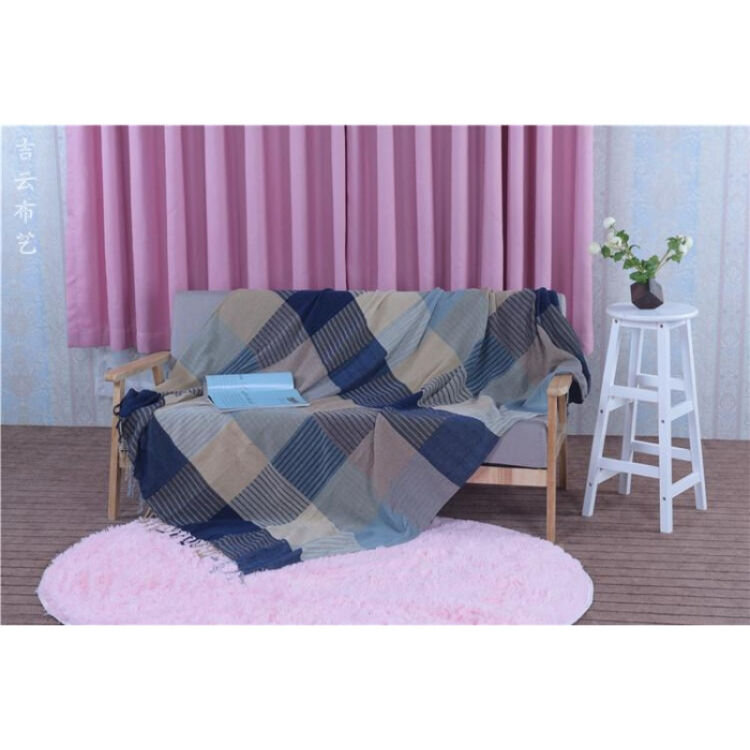 几何图案沙发套罩盖简约现代布艺沙发垫盖毯防滑 天之蓝 150*190cm