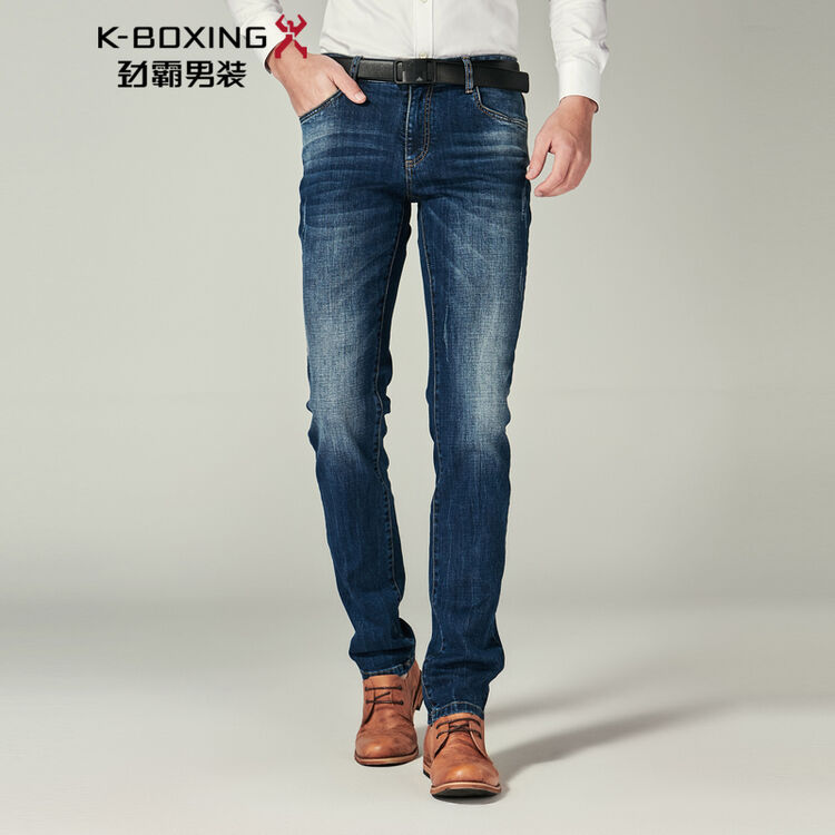 劲霸时尚休闲猫须磨白牛仔裤男|fqrl1394 牛仔兰 34