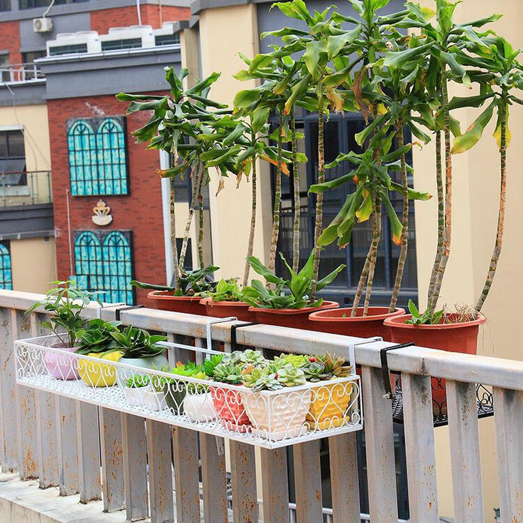 栏杆花架盆景圆形吊架实木落地式套装挂篮挂架花篮花架子扶手网格