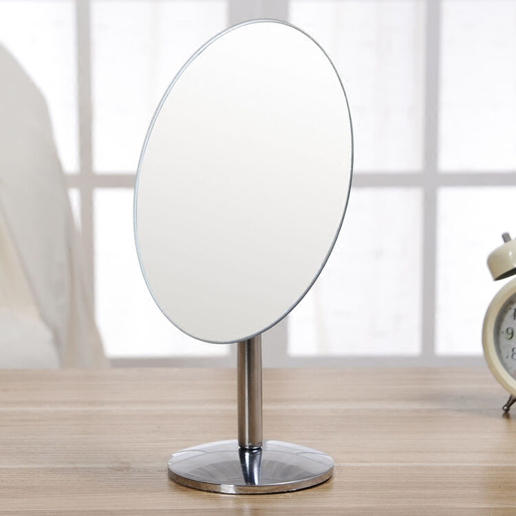 镜桌面大号梳妆镜8寸公主镜宿舍镜子折叠便携美容镜 8寸椭圆形镜面