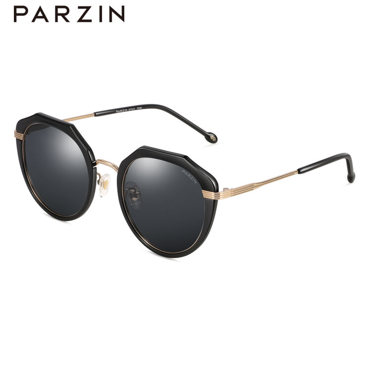 帕森(parzin)2018新款复古轻盈tr90偏光太阳镜女 金属街拍潮驾驶墨镜