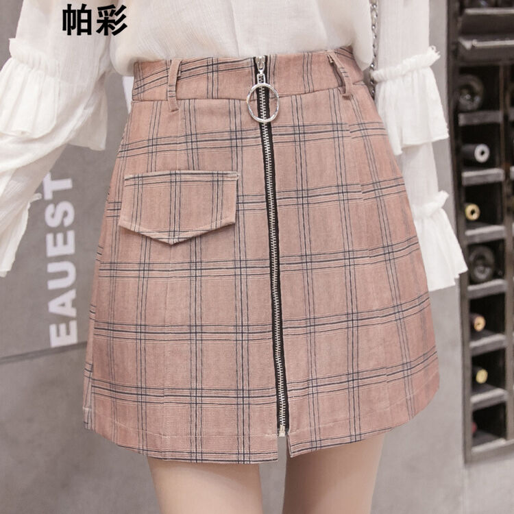 2018春夏新款防走光格子半身裙 红色 s【图片 价格 品牌 评论】-京东