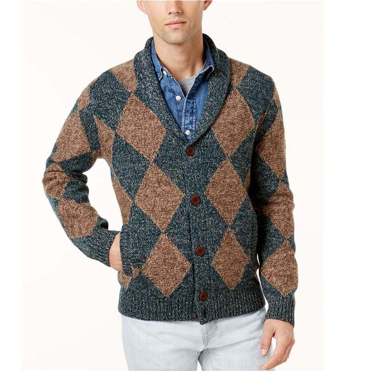 费格tommy hilfiger男式shamus坦领开衫毛衣 brown l【图片 价格 品牌